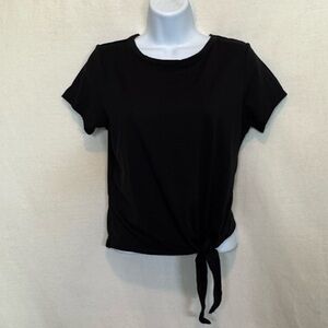H-1 Olivia Rae Black Waist Tie Short‎ Sleeve Pullover Blouse Size M
